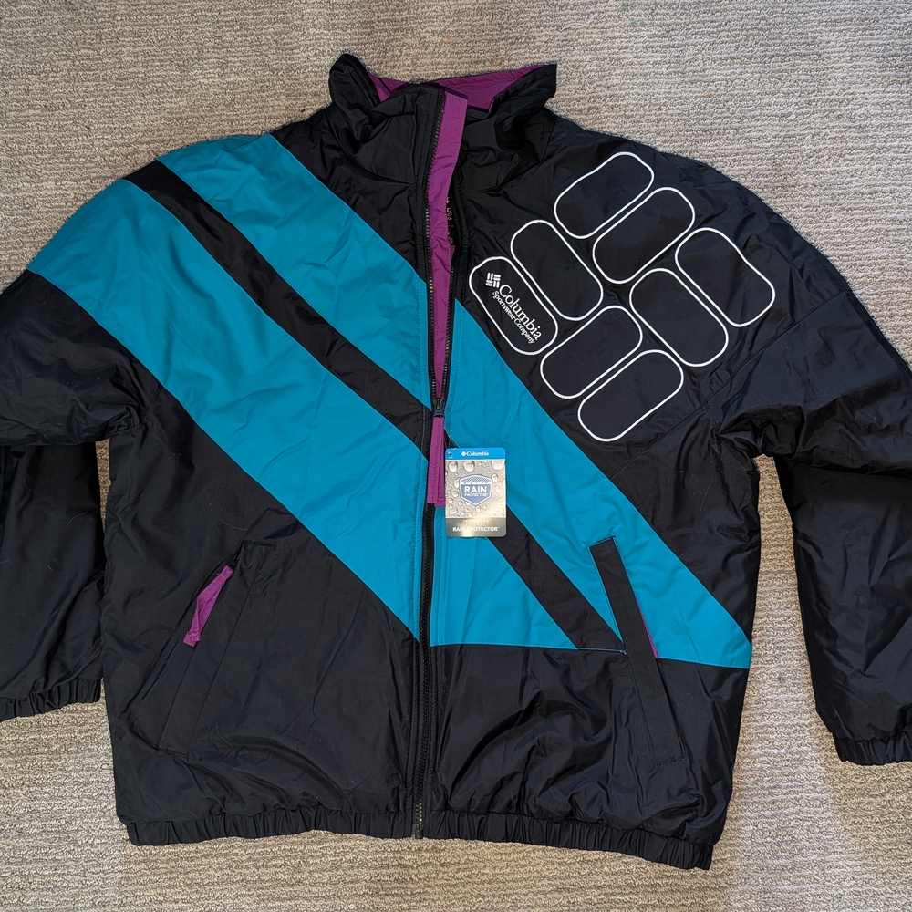 Columbia Black and Teal Geometric Jacket